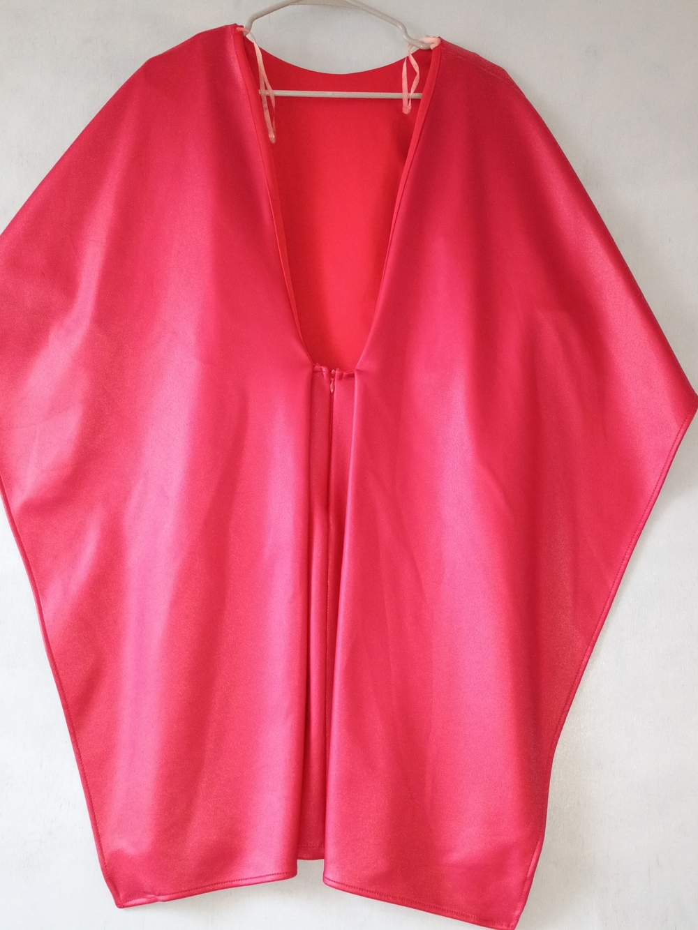 Satin Open-Front Poncho in Vivid PlRed